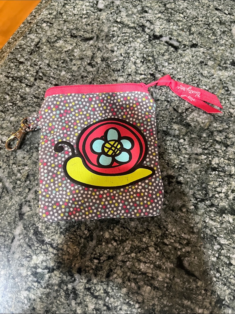 Thirty one Pink Polka Dot Coin Pouch with Snail Motif
